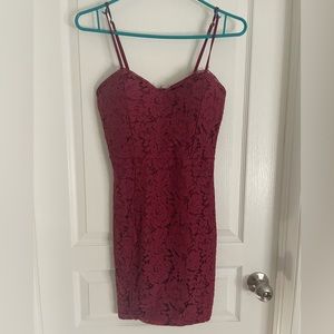 Floral lace burgundy mini dress size XS